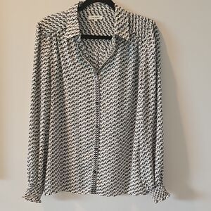 Max Studio Black and White Geometric Shirt